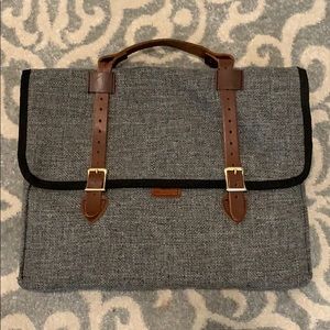 Slate Grey Tweed & Leather Laptop Case